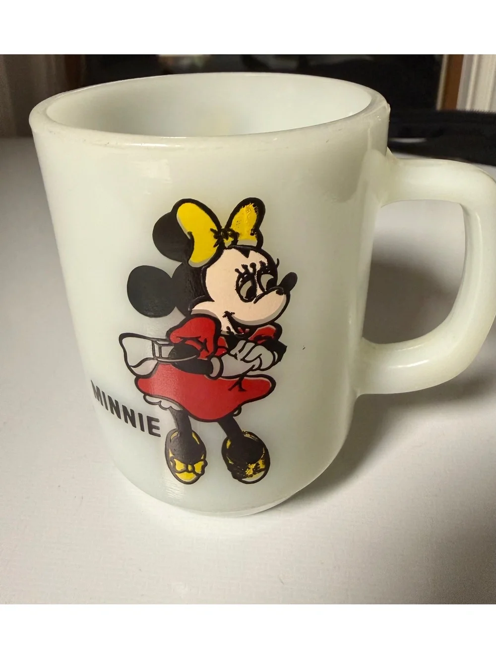 Vintage Minnie Mouse Milk Glass Mug Anchor Hocking Pepsi Disney 1970s